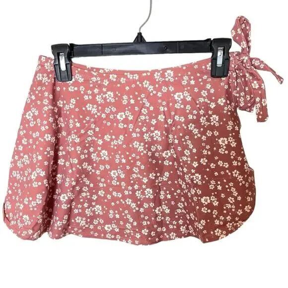 NWT Andie Ditsy Floral Rose Sarong Swim Cover Up Side Tie Bottom S Pink #3416 - Picture 12 of 15